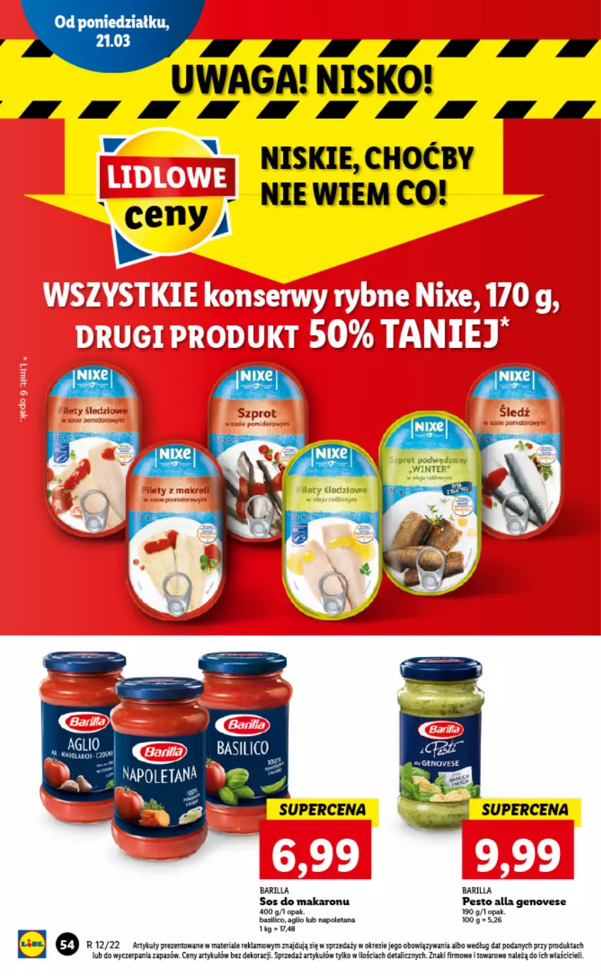 Gazetka promocyjna Lidl - GAZETKA - ważna 21.03 do 23.03.2022 - strona 54 - produkty: Barilla, Makaron, Pesto, Roleta, Sos, Sos do makaronu, Waga