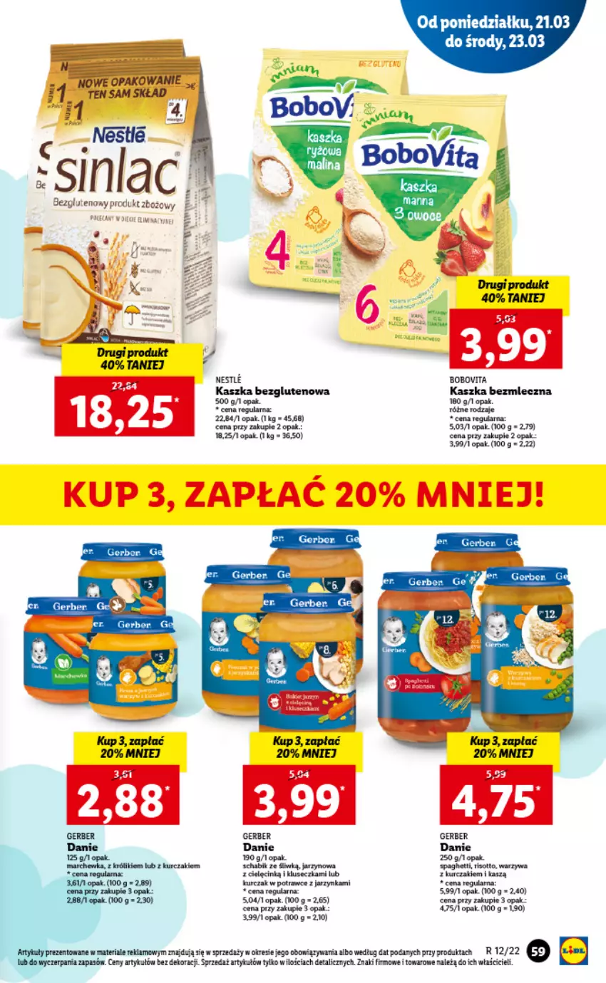 Gazetka promocyjna Lidl - GAZETKA - ważna 21.03 do 23.03.2022 - strona 59 - produkty: Gerber, Królik, Kurczak, Marchewka, Sinlac, Spaghetti, Warzywa