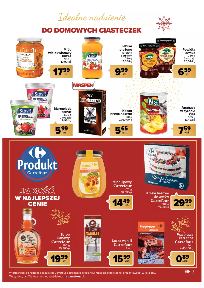 Gazetka promocyjna Carrefour - Gazetka Świąteczne wypieki - ważna 22.11 do 11.12.2022 - strona 5 - produkty: Ananas, Jabłka, Kakao, Marmolada, Miód, Mola, Syrop