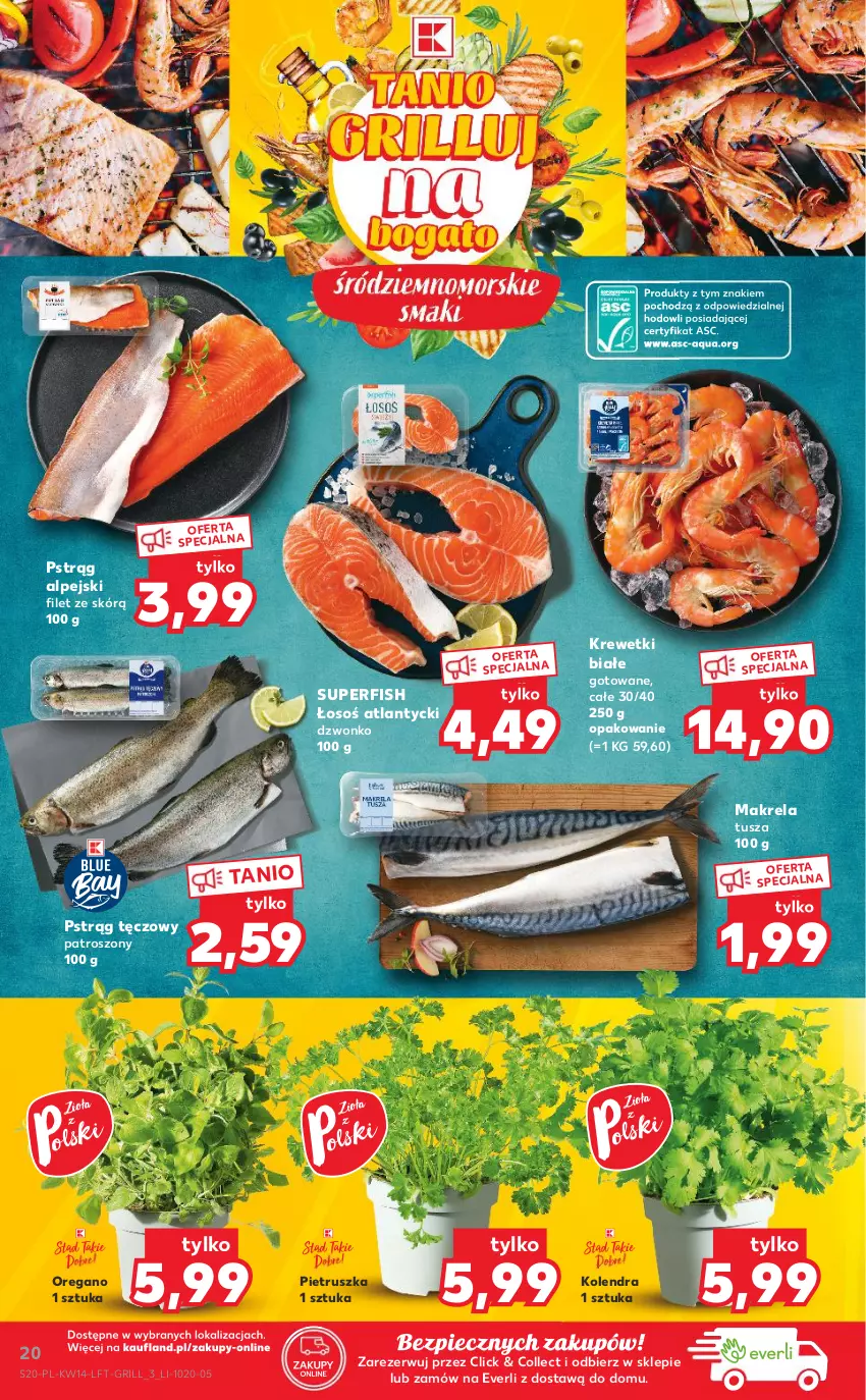 Gazetka promocyjna Kaufland - ważna 08.04 do 14.04.2021 - strona 20 - produkty: Grill, Kolendra, Krewetki, Piec, Pietruszka, Pstrąg, Pstrąg tęczowy, Tusz