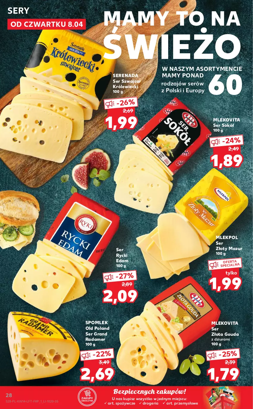 Gazetka promocyjna Kaufland - ważna 08.04 do 14.04.2021 - strona 28 - produkty: Edam, Gouda, Gra, Mleko, Mlekovita, Piec, Radamer, Rycki Edam, Ser, Sok, Sokół, Złoty Mazur