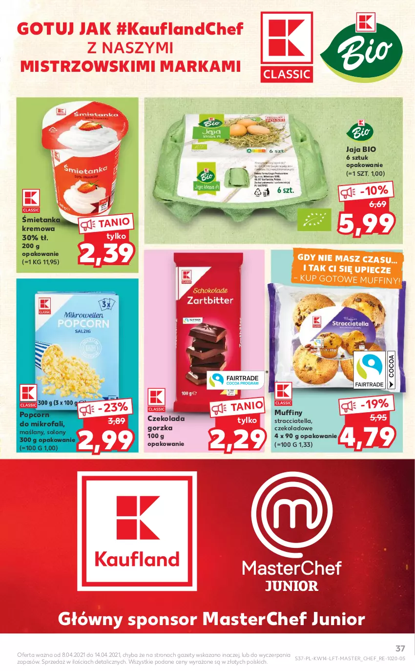 Gazetka promocyjna Kaufland - ważna 08.04 do 14.04.2021 - strona 37 - produkty: Czekolada, Czekolada gorzka, Fa, Jaja, Muffiny, Piec, Popcorn