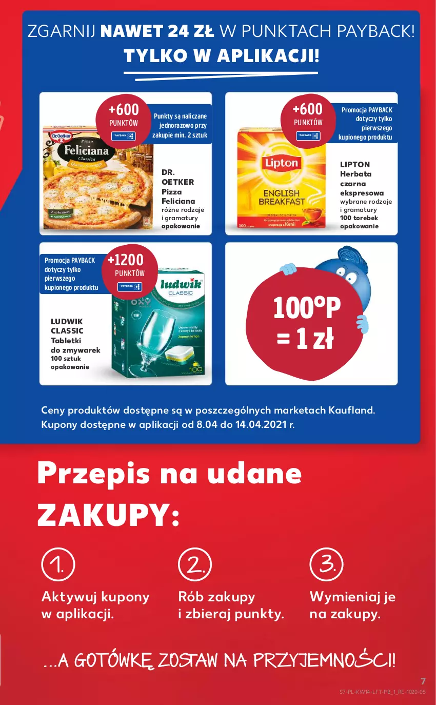 Gazetka promocyjna Kaufland - ważna 08.04 do 14.04.2021 - strona 7 - produkty: Dr. Oetker, Feliciana, Gra, Herbata, Herbata czarna, Lipton, Ludwik, Pizza, Rama, Tablet