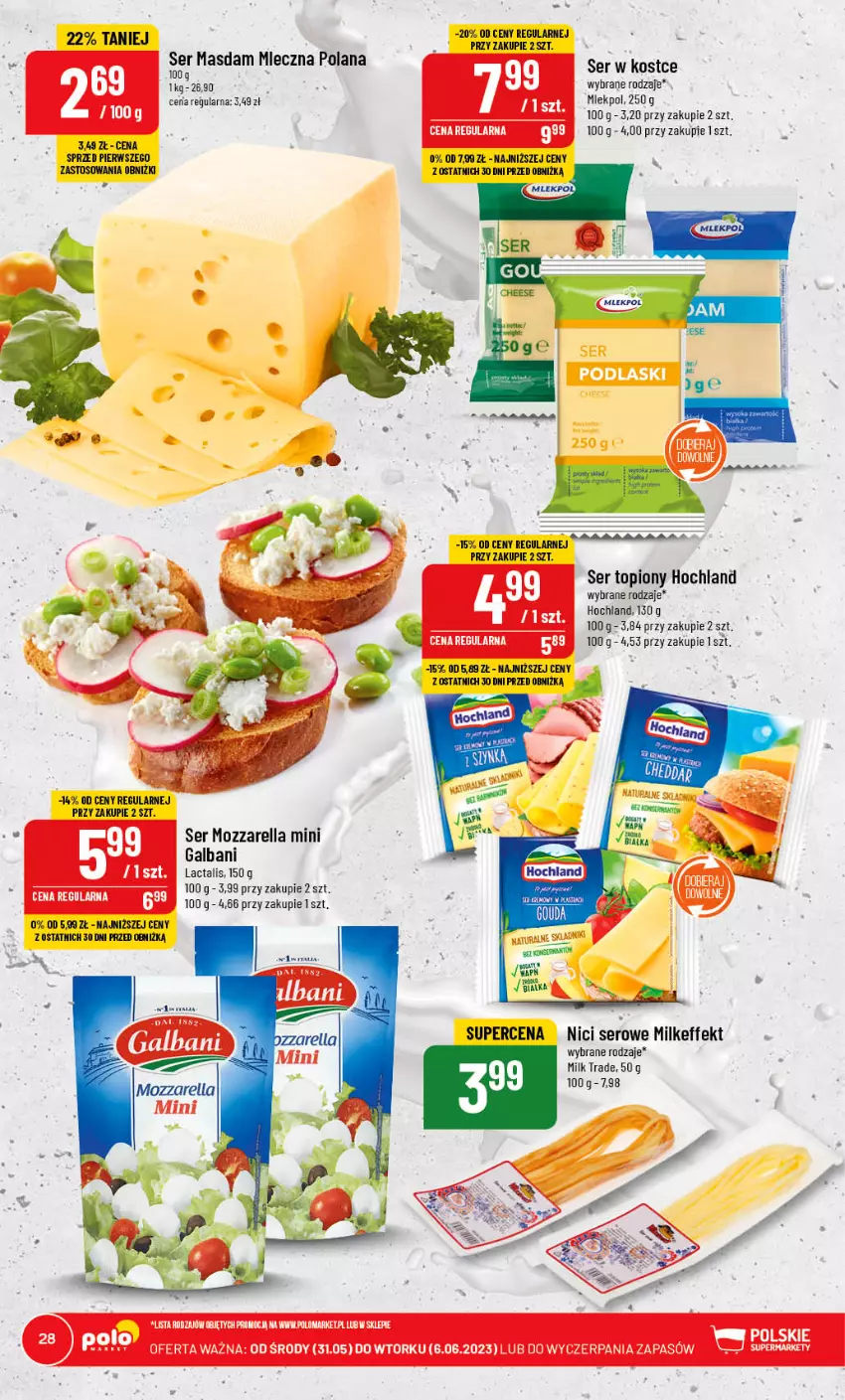 Gazetka promocyjna PoloMarket - Gazetka pomocyjna - ważna 31.05 do 06.06.2023 - strona 28 - produkty: Galbani, Hochland, LANA, Mozzarella, Ser, Ser topiony, Top