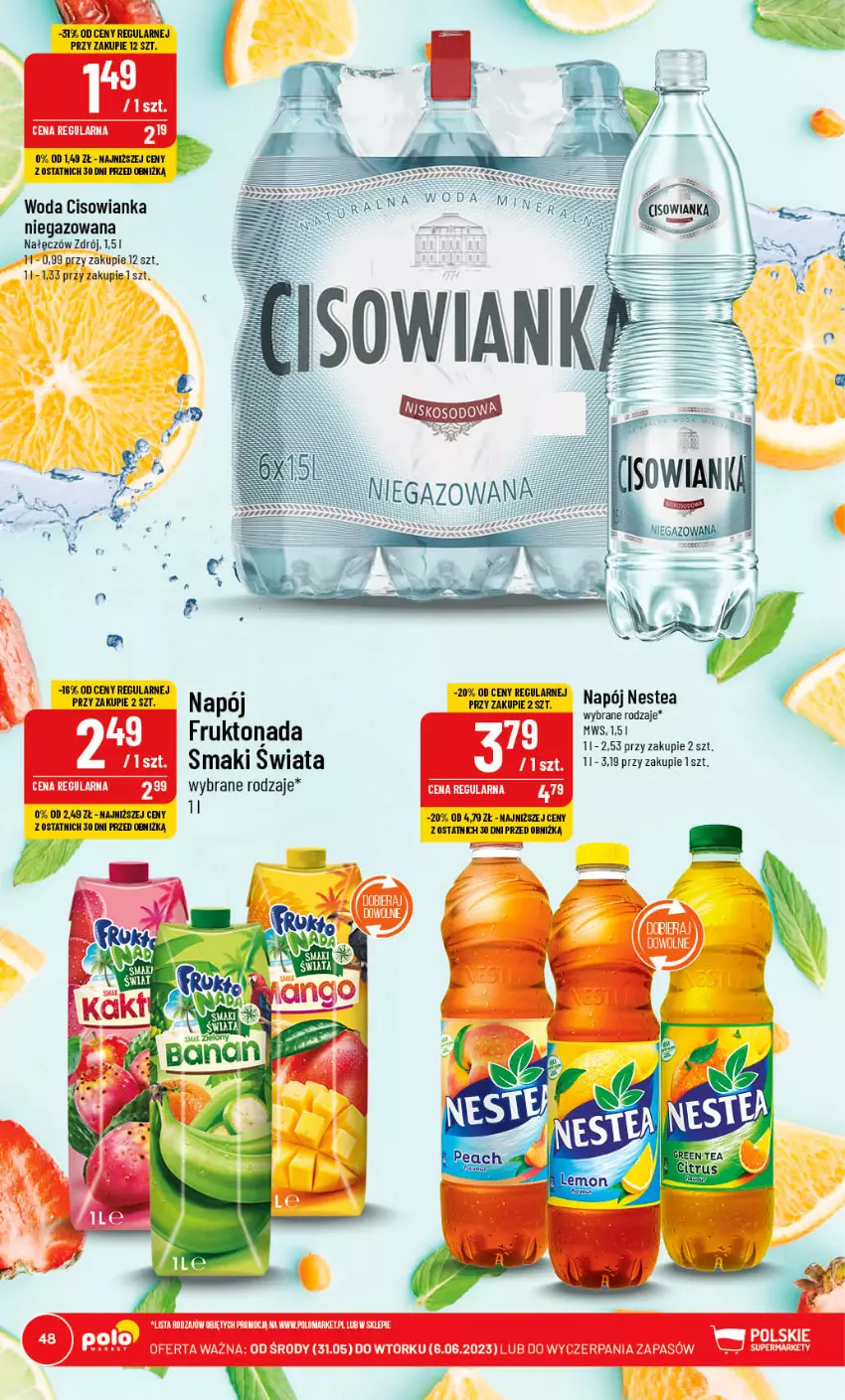 Gazetka promocyjna PoloMarket - Gazetka pomocyjna - ważna 31.05 do 06.06.2023 - strona 48 - produkty: Cisowianka, LG, Napój, Nestea, Woda