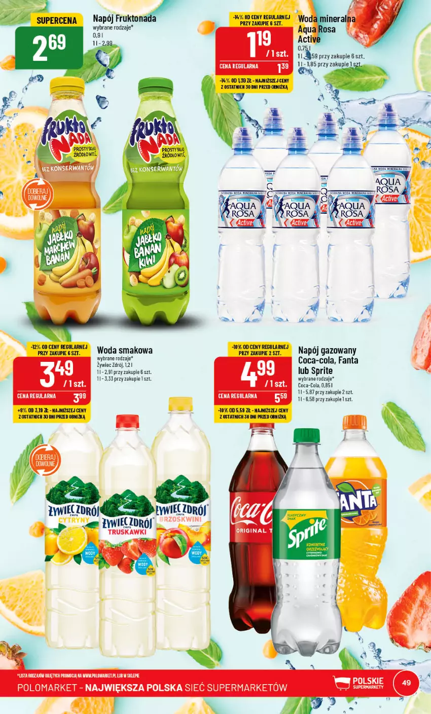 Gazetka promocyjna PoloMarket - Gazetka pomocyjna - ważna 31.05 do 06.06.2023 - strona 49 - produkty: Coca-Cola, Fa, Fanta, Napój, Napój gazowany, Sprite, Woda