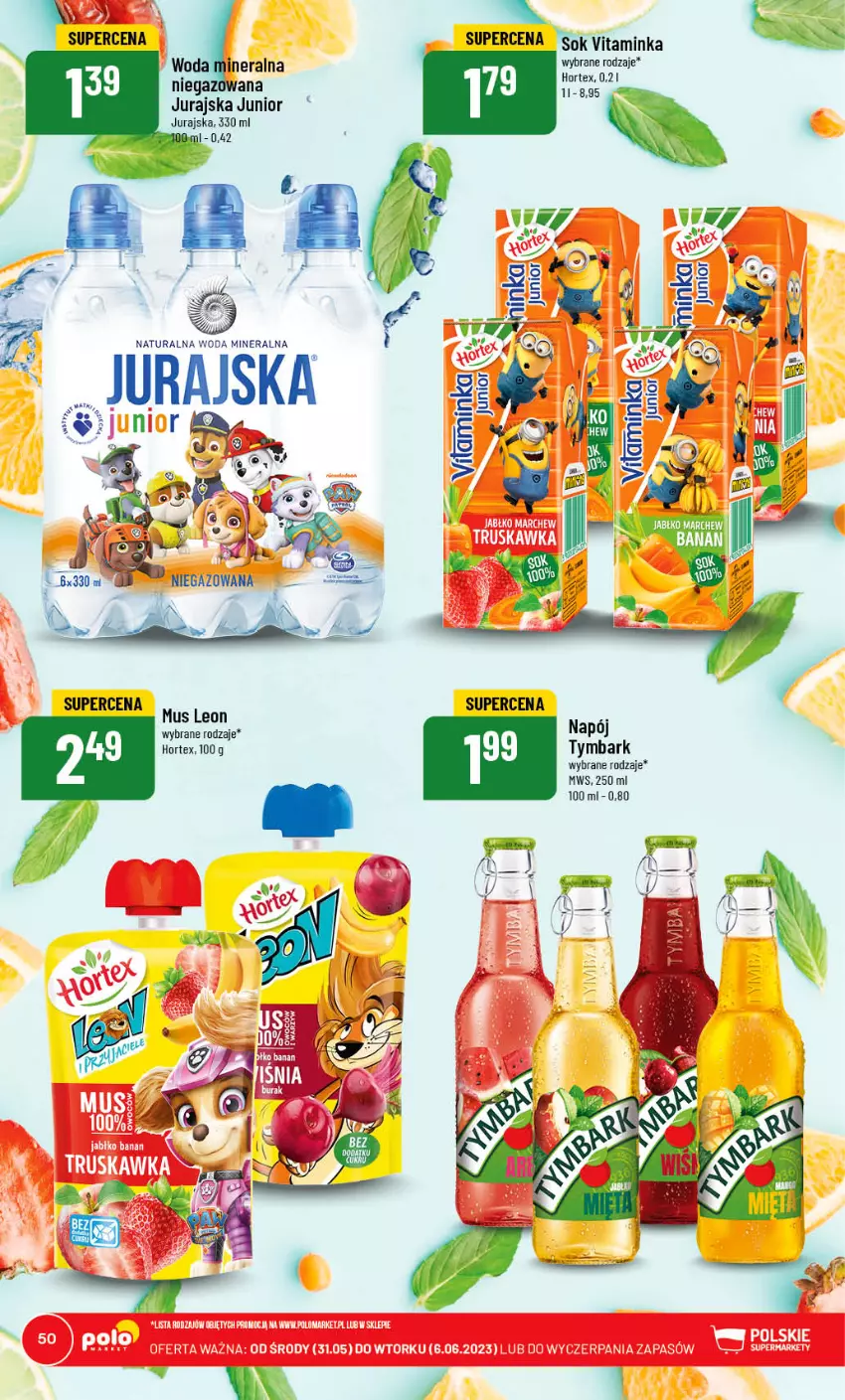 Gazetka promocyjna PoloMarket - Gazetka pomocyjna - ważna 31.05 do 06.06.2023 - strona 50 - produkty: Hortex, Inka, Napój, Sok, Tymbark, Woda, Woda mineralna