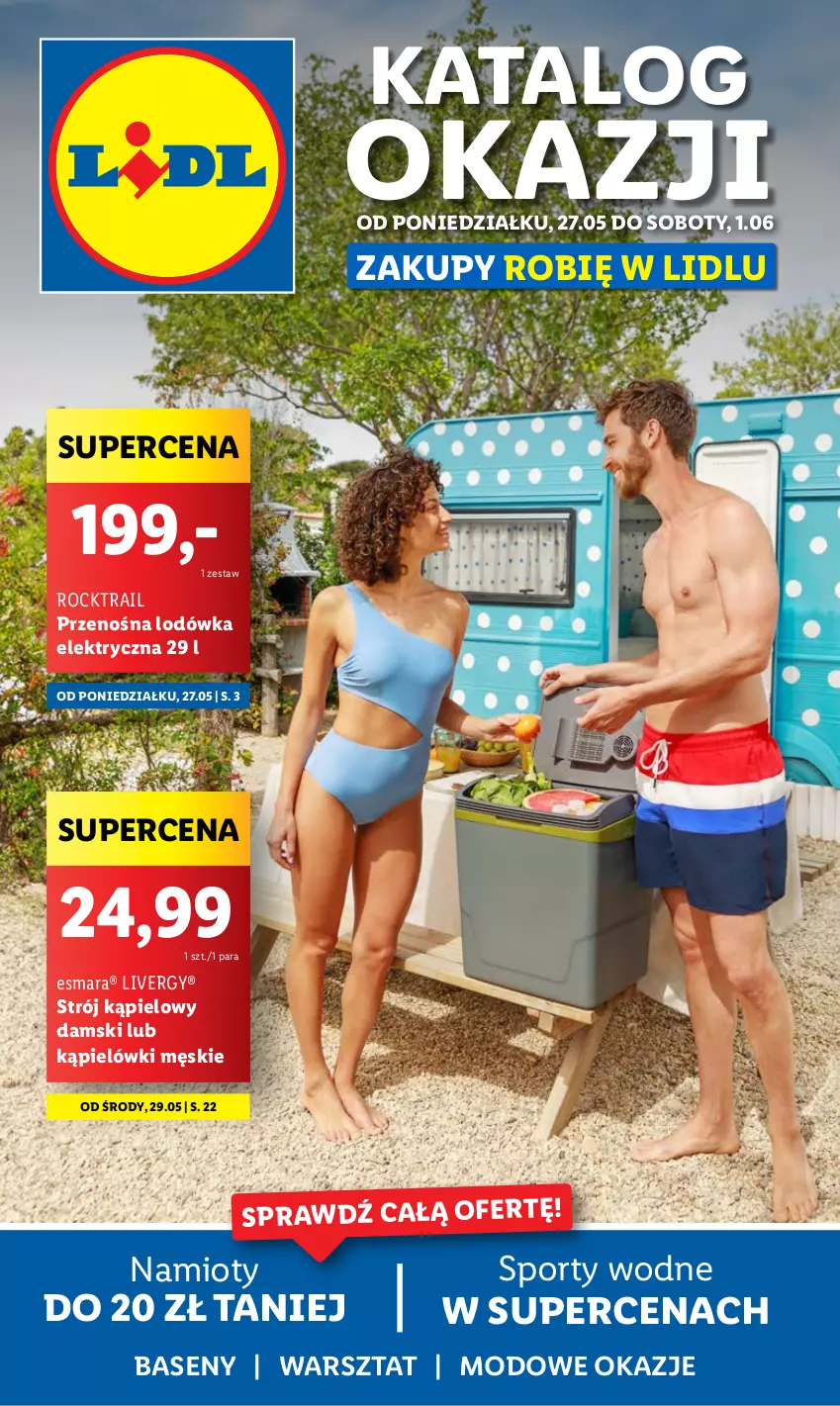 Gazetka promocyjna Lidl - GAZETKA - ważna 27.05 do 01.06.2024 - strona 1 - produkty: Lodówka, Namiot, Por, Sport, Sporty wodne, Strój kąpielowy