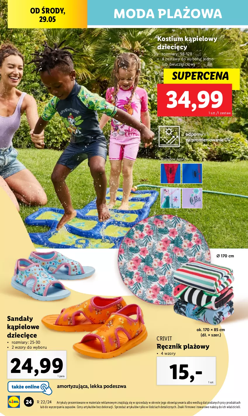 Gazetka promocyjna Lidl - GAZETKA - ważna 27.05 do 01.06.2024 - strona 28 - produkty: Dzieci, Kostium, Moda, Por, Ręcznik, Sandał