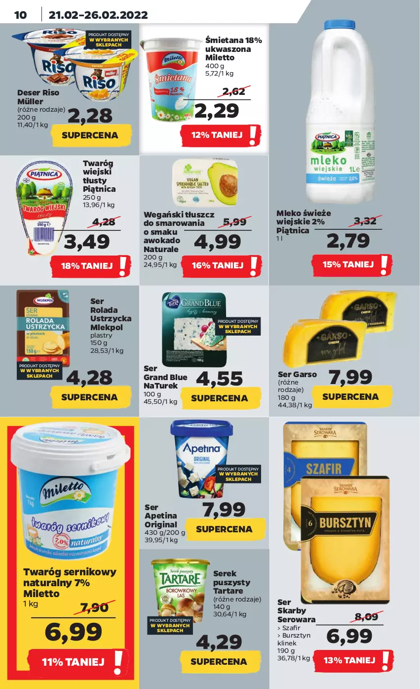 Gazetka promocyjna Netto - Gazetka spożywcza - ważna 21.02 do 26.02.2022 - strona 10 - produkty: Bursztyn, Deser, Gin, Gra, Mleko, Müller, NaTurek, Piątnica, Rolada, Rolada Ustrzycka, Ser, Serek, Serek puszysty, Tarta, Tartare, Twaróg