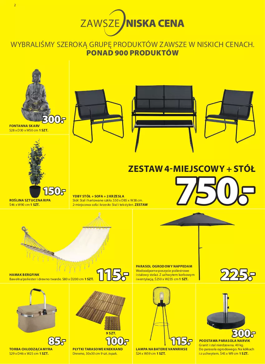 Gazetka promocyjna Jysk - Oferta tygodnia - ważna 25.05 do 07.06.2022 - strona 3 - produkty: Edam, Fa, Gra, Hama, Krzesło, Lampa, Parasol, Por, Roślina sztuczna, Sofa, Stół, Torba, Wełna