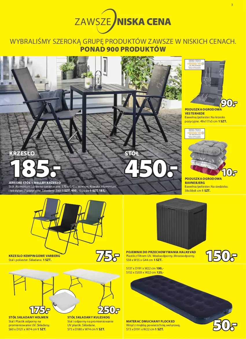 Gazetka promocyjna Jysk - Oferta tygodnia - ważna 25.05 do 07.06.2022 - strona 4 - produkty: Krzesło, Materac, Materac dmuchany, Poduszka, Pojemnik, Pojemnik do przechowywania, Por, Siedzisko, Stół, Tera, Wełna