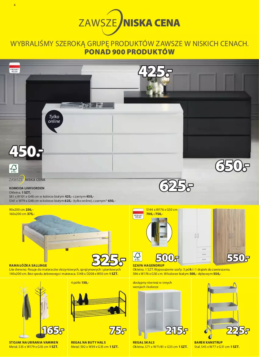 Gazetka promocyjna Jysk - Oferta tygodnia - ważna 25.05 do 07.06.2022 - strona 5 - produkty: Buty, Fa, Komoda, Materac, Moda, Rama, Rama łóżka, Regał, Stojak, Szafa, Tera, Ubrania