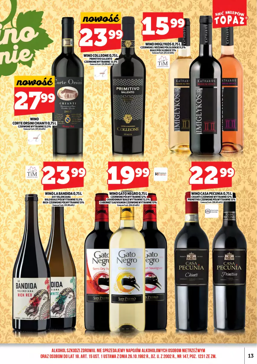 Gazetka promocyjna Topaz - Gazetka - ważna 01.01 do 15.01.2026 - strona 15 - produkty: Bandi, Chia, Chianti, Leon, Wino