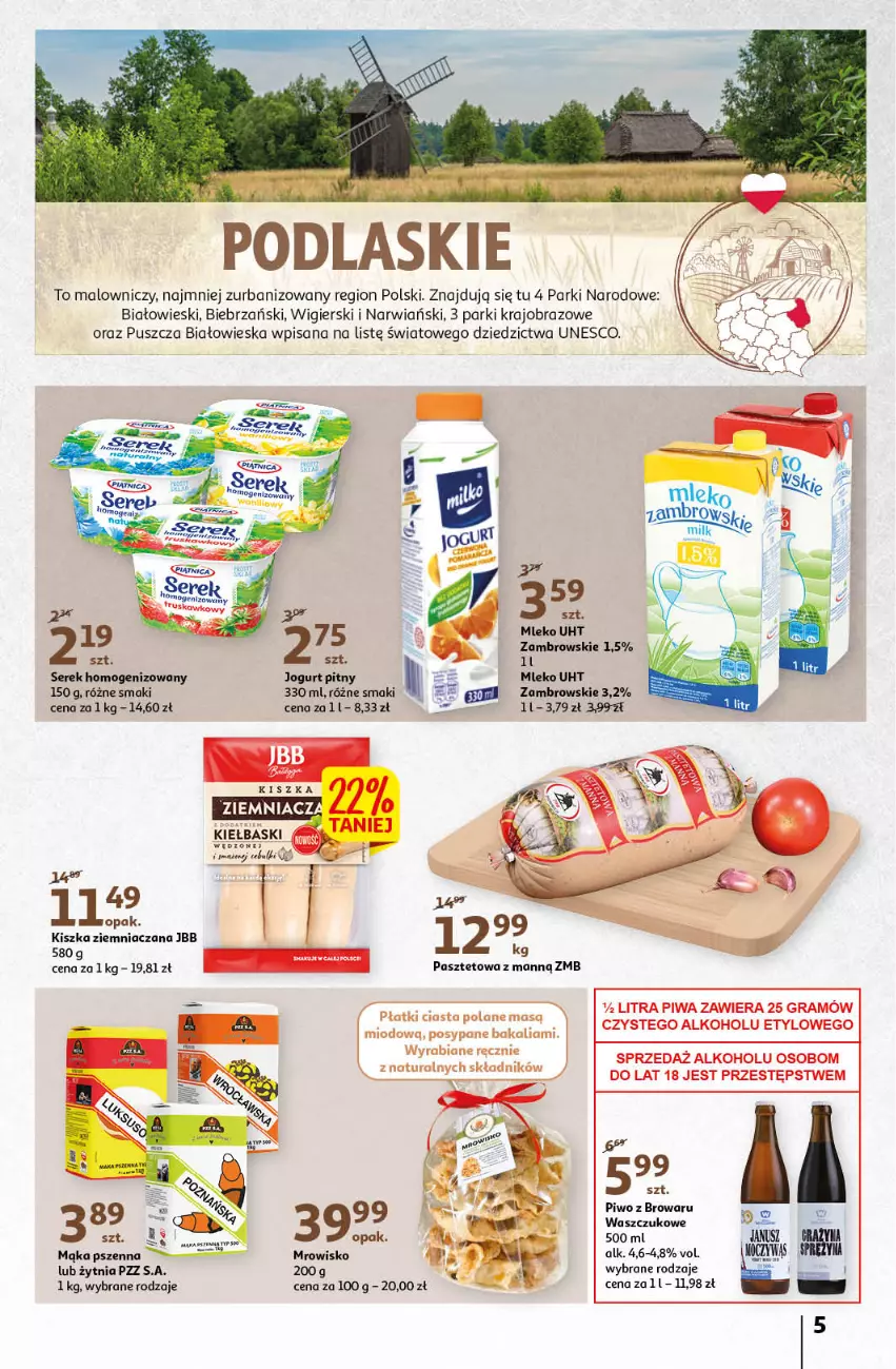 Gazetka promocyjna Auchan - Gazetka przeNISKIE CENY – PrzeWyborne produkty regionalne Hipermarkety - ważna 08.09 do 14.09.2022 - strona 5 - produkty: Gra, Isana, Jogurt, Jogurt pitny, Mleko, Obraz, Pasztet, Piwa, Piwo, Podlaski, Praska, Ser, Serek, Serek homogenizowany