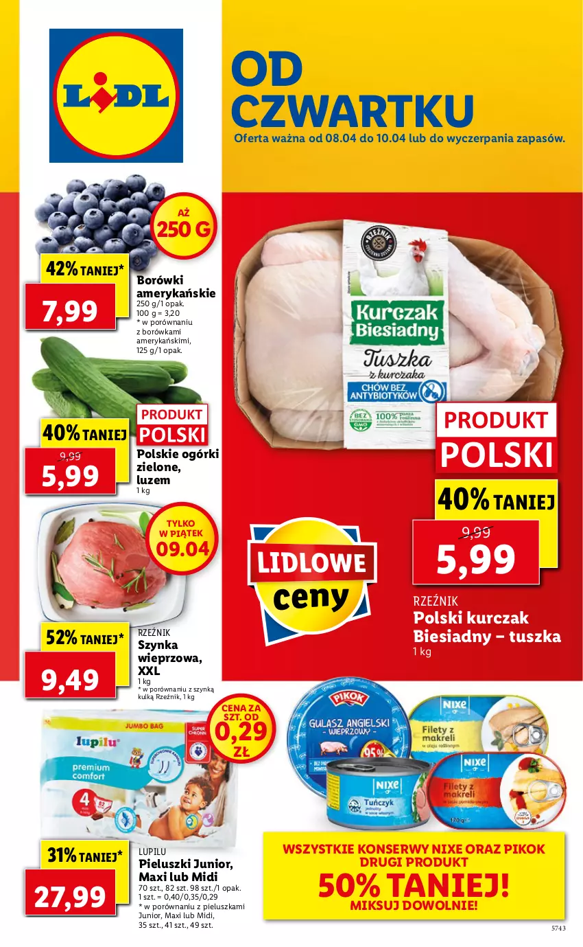 Gazetka promocyjna Lidl - Od Czwartku - ważna 08.04 do 10.04.2021 - strona 1 - produkty: Borówka, Kurczak, PIKOK, Por, Ser, Szynka, Szynka wieprzowa, Tusz