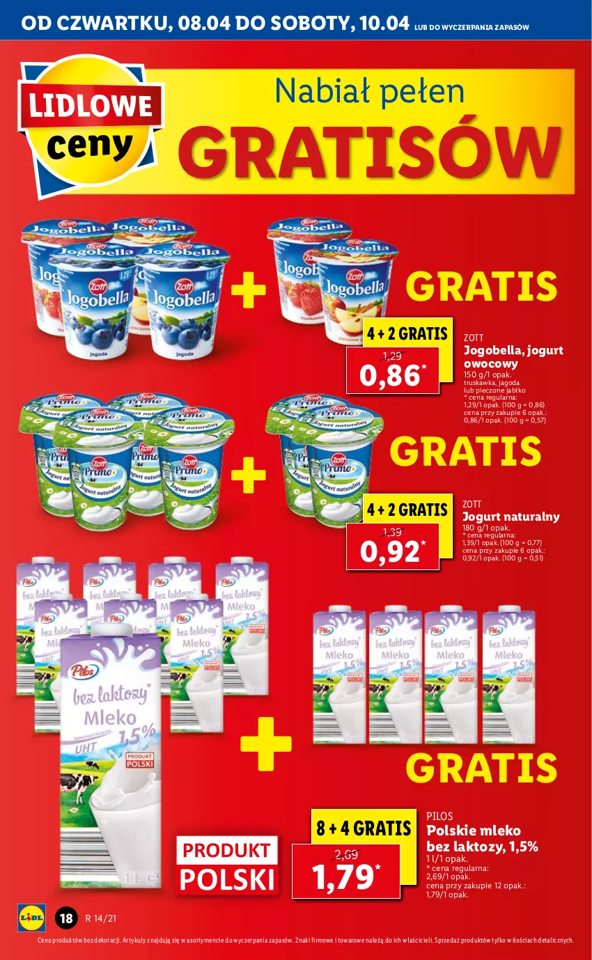 Gazetka promocyjna Lidl - Od Czwartku - ważna 08.04 do 10.04.2021 - strona 18 - produkty: Bell, Bella, Gra, Jogobella, Jogurt, Jogurt naturalny, Jogurt owocowy, Mleko, Mleko bez laktozy, Piec, Pilos, Zott