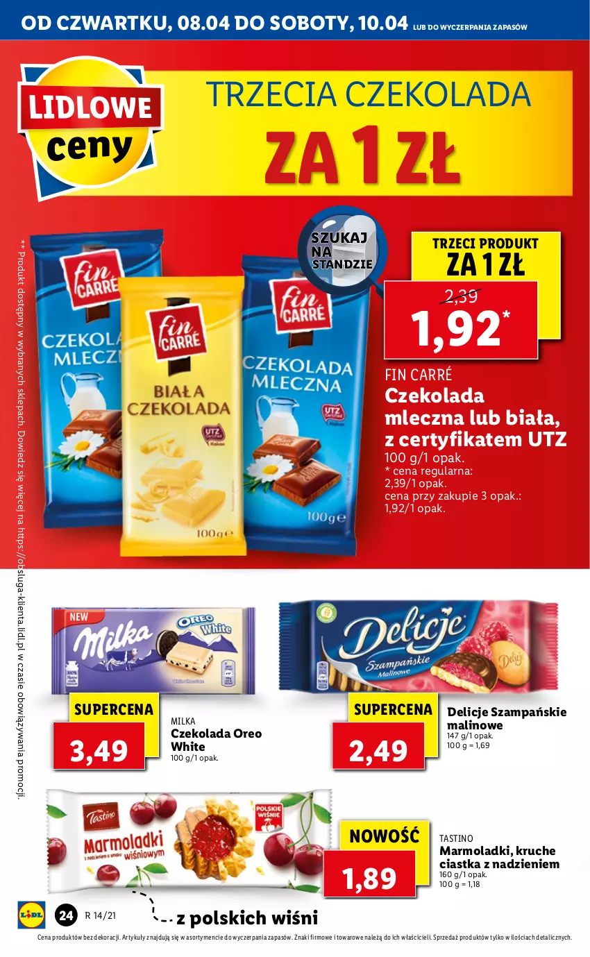 Gazetka promocyjna Lidl - Od Czwartku - ważna 08.04 do 10.04.2021 - strona 24 - produkty: Ciastka, Czekolada, Czekolada mleczna, Delicje, Milka, Mola, Oreo