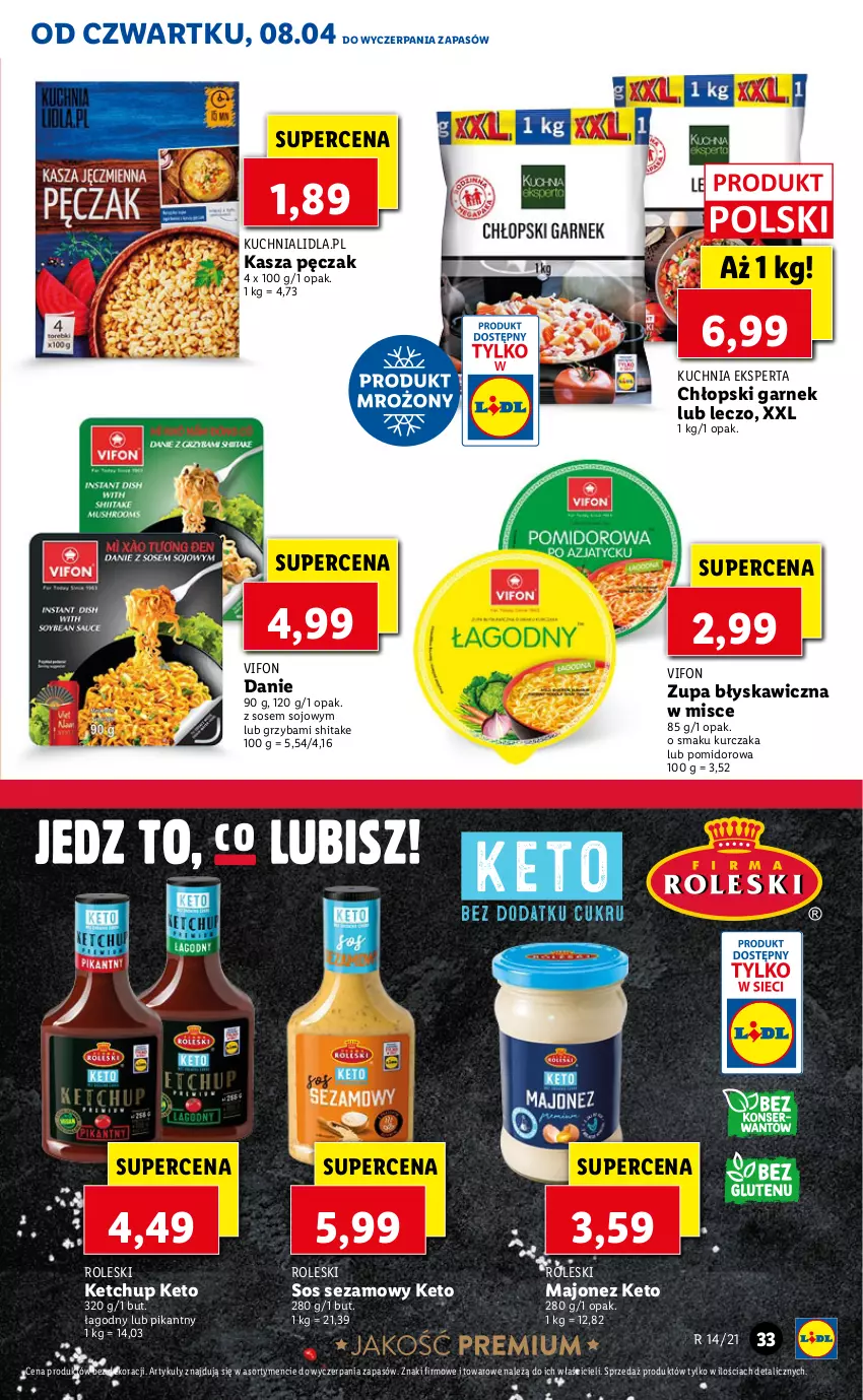 Gazetka promocyjna Lidl - Od Czwartku - ważna 08.04 do 10.04.2021 - strona 33 - produkty: Garnek, Kasza, Ketchup, Kuchnia, Kurczak, Majonez, Sezam, Sos, Zupa