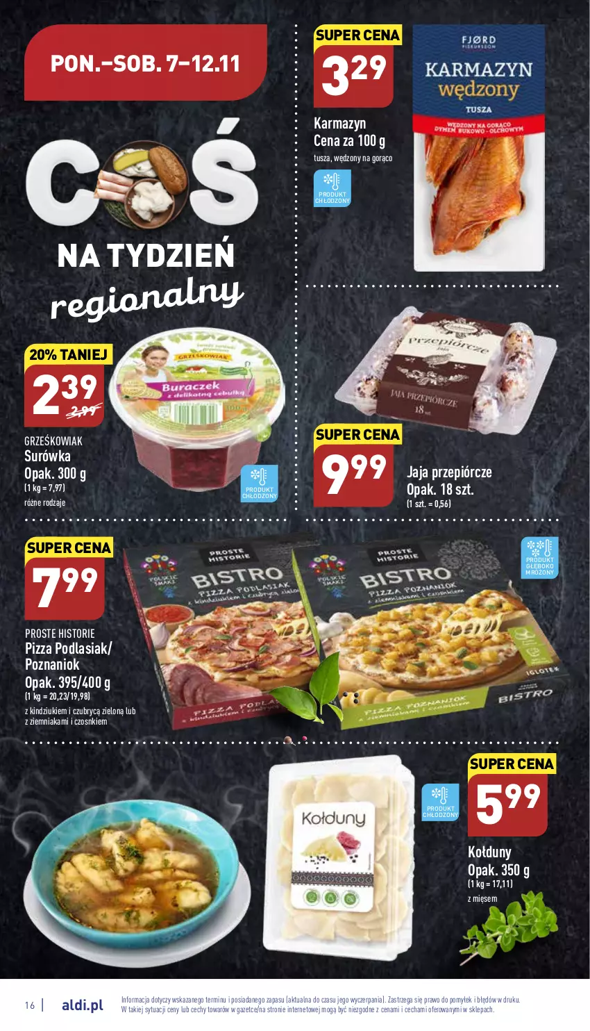 Gazetka promocyjna Aldi - Pełny katalog - ważna 07.11 do 12.11.2022 - strona 16 - produkty: Jaja, Kindziuk, Pizza, Surówka, Tusz