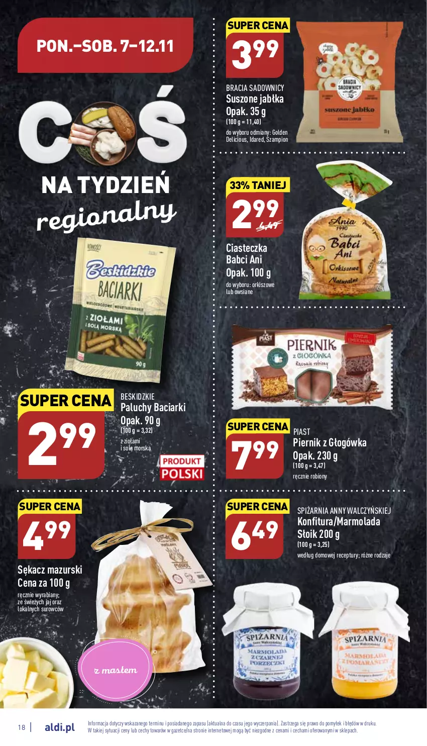 Gazetka promocyjna Aldi - Pełny katalog - ważna 07.11 do 12.11.2022 - strona 18 - produkty: Beskidzki, Jabłka, Konfitura, Marmolada, Mola, Piast, Piernik, Sękacz, Szampion