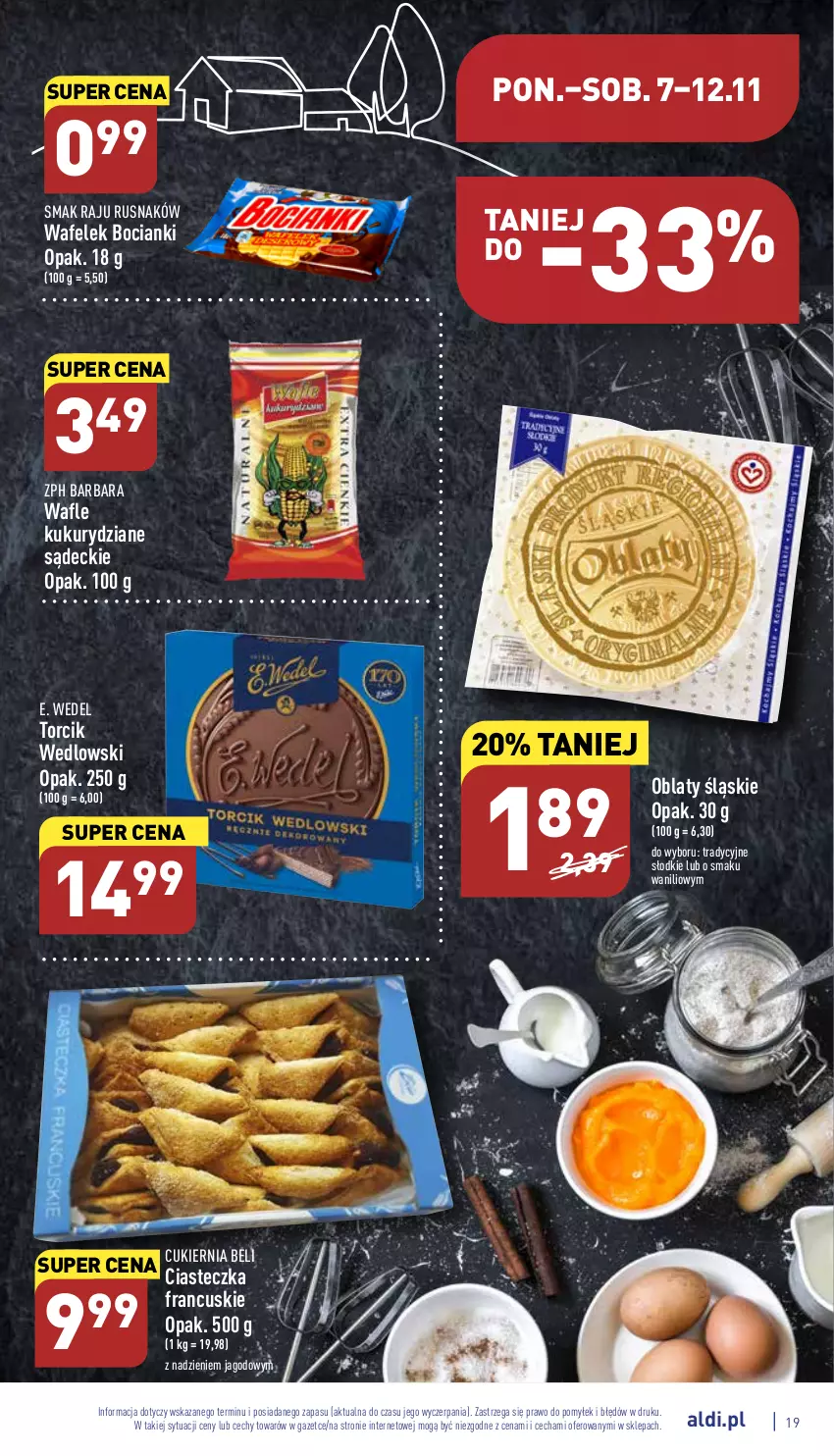 Gazetka promocyjna Aldi - Pełny katalog - ważna 07.11 do 12.11.2022 - strona 19 - produkty: Cukier, E. Wedel, Wafelek, Wafle