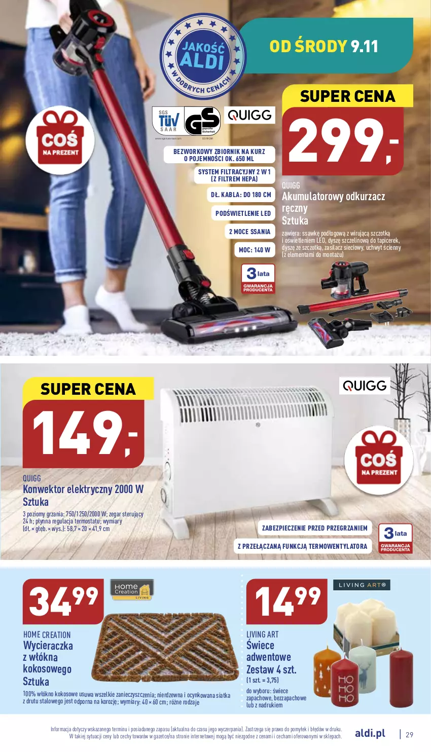 Gazetka promocyjna Aldi - Pełny katalog - ważna 07.11 do 12.11.2022 - strona 29 - produkty: Akumulator, Cynk, Kokos, Konwektor elektryczny, Odkurzacz, Piec, Por, Siatka, Termos, Termowentylator, Wycieraczka, Zegar