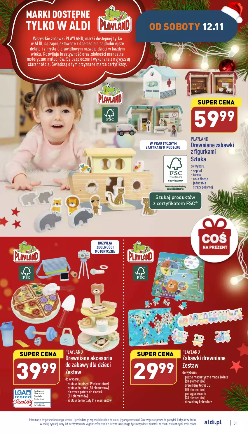 Gazetka promocyjna Aldi - Pełny katalog - ważna 07.11 do 12.11.2022 - strona 31 - produkty: Dzieci, Fa, Kalendarz, Piec, Pociąg, Puzzle, Stek, Tera, Zabawki drewniane