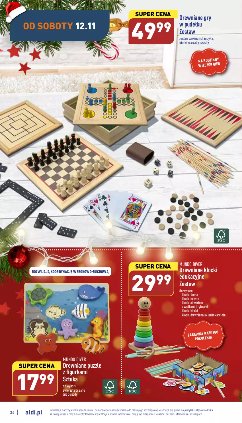 Gazetka promocyjna Aldi - Pełny katalog - ważna 07.11 do 12.11.2022 - strona 34 - produkty: Akwarium, Drewniane klocki, Fa, Gry, Klocki, Pojazd, Puzzle, Szachy, Układanka, Zabawka, Zwierzęta