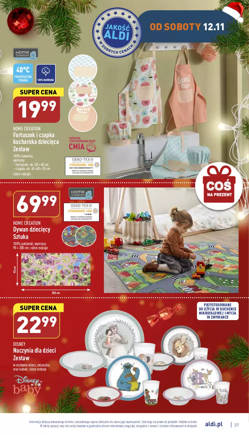 Gazetka promocyjna Aldi - Pełny katalog - ważna 07.11 do 12.11.2022 - strona 37 - produkty: Czapka, Disney, Dywan, Dzieci, Fa, Kubek, Miseczka, Talerz, Tusz, Wełna