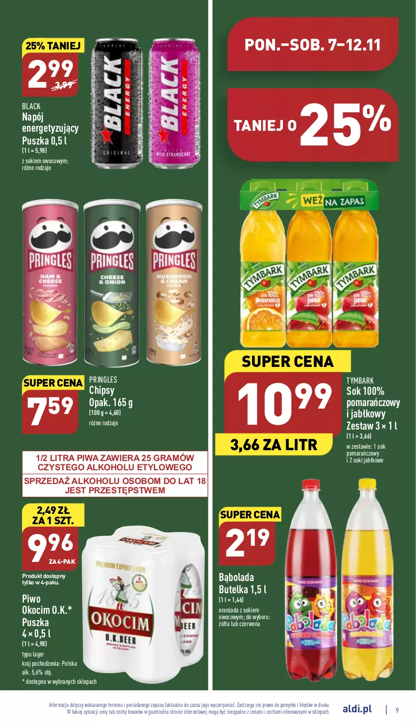 Gazetka promocyjna Aldi - Pełny katalog - ważna 07.11 do 12.11.2022 - strona 9 - produkty: Chipsy, Gra, Koc, Lack, Napój, Okocim, Oranżada, Piwa, Piwo, Pringles, Sok, Sok pomarańczowy, Tymbark