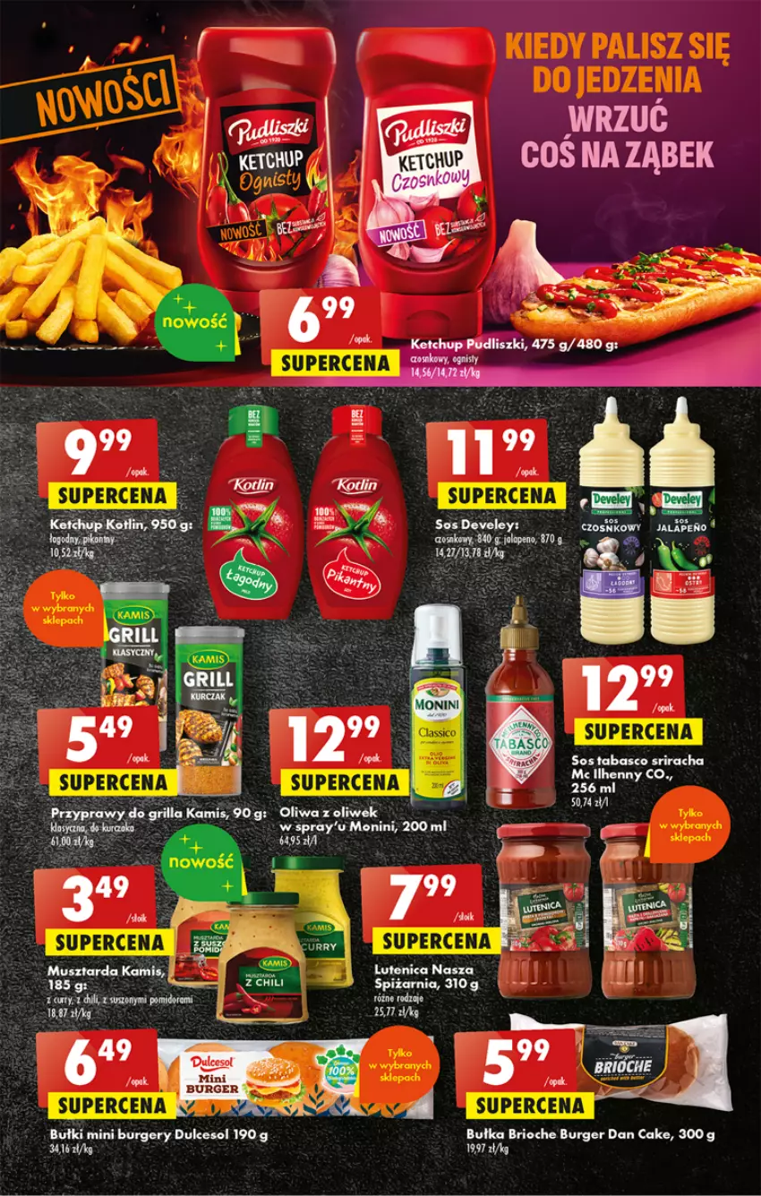 Gazetka promocyjna Biedronka - ważna 01.06 do 07.06.2023 - strona 29 - produkty: Bułka, Burger, Dan Cake, Kamis, Ketchup, Monini, Mus, Musztarda, Oliwa z oliwek, Pudliszki, Sos