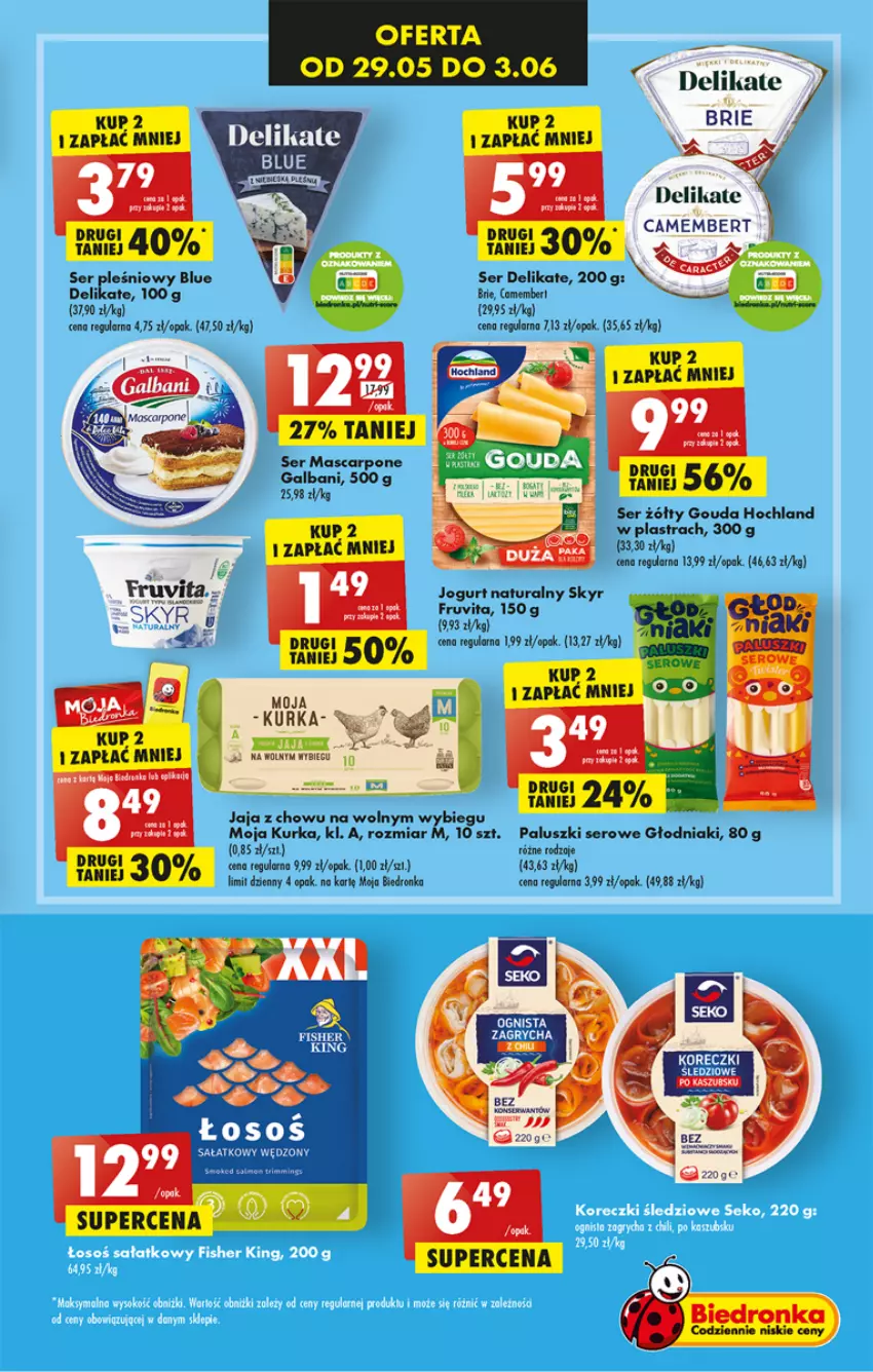 Gazetka promocyjna Biedronka - ważna 01.06 do 07.06.2023 - strona 39 - produkty: Brie, Camembert, Dron, Gouda, Hochland, Jaja, Jogurt, Jogurt naturalny, Mascarpone, Mola, Sałat, Ser