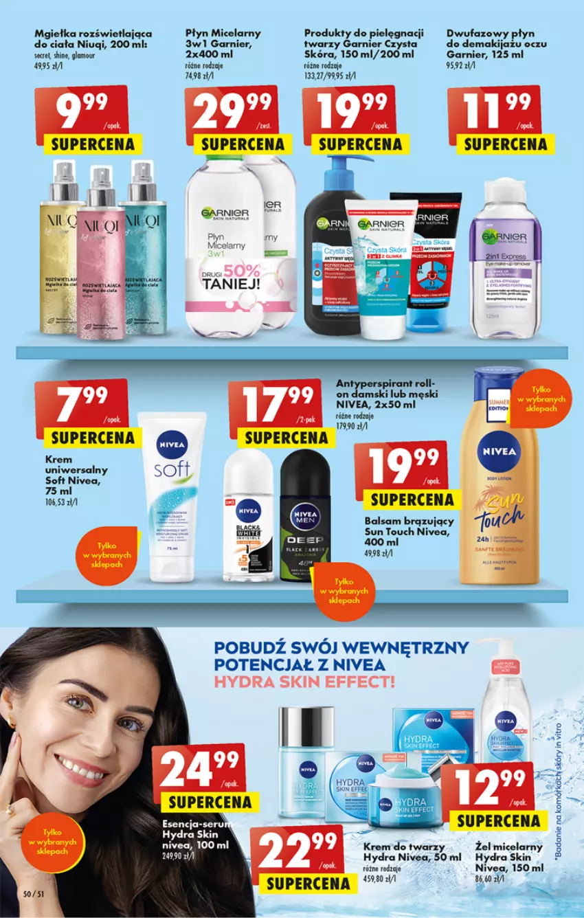 Gazetka promocyjna Biedronka - ważna 01.06 do 07.06.2023 - strona 50 - produkty: Fa, Garnier, Krem do twarzy, Niuqi, Nivea, Płyn micelarny