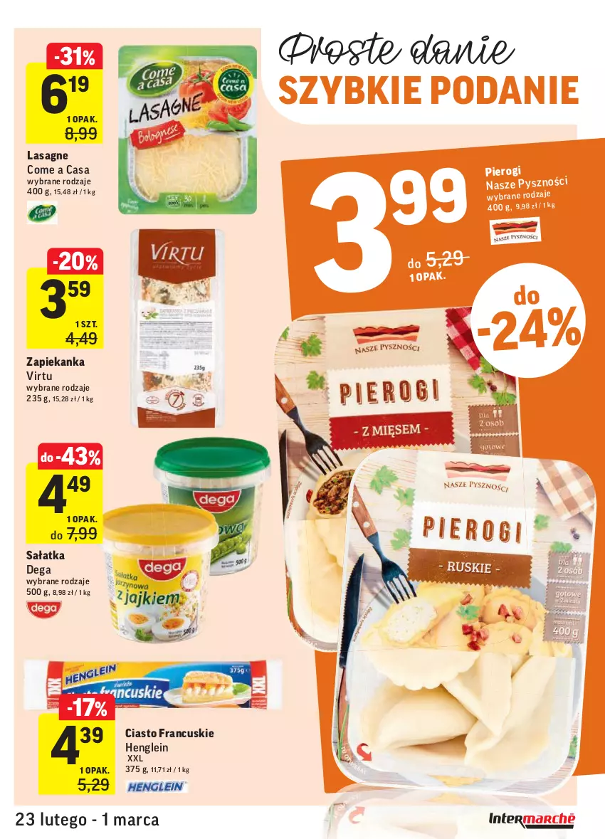 Gazetka promocyjna Intermarche - Okazje tygodnia - ważna 23.02 do 01.03.2021 - strona 21 - produkty: Ciasto francuskie, Dega, Lasagne, Pierogi, Sałat, Sałatka, Virtu, Zapiekanka