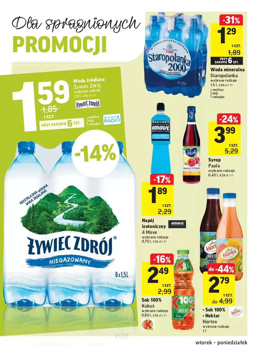 Gazetka promocyjna Intermarche - Okazje tygodnia - ważna 23.02 do 01.03.2021 - strona 28 - produkty: Hortex, Kubuś, LANA, Napój, Napój izotoniczny, Nektar, Paola, Sok, Staropolanka, Syrop, Woda, Woda mineralna