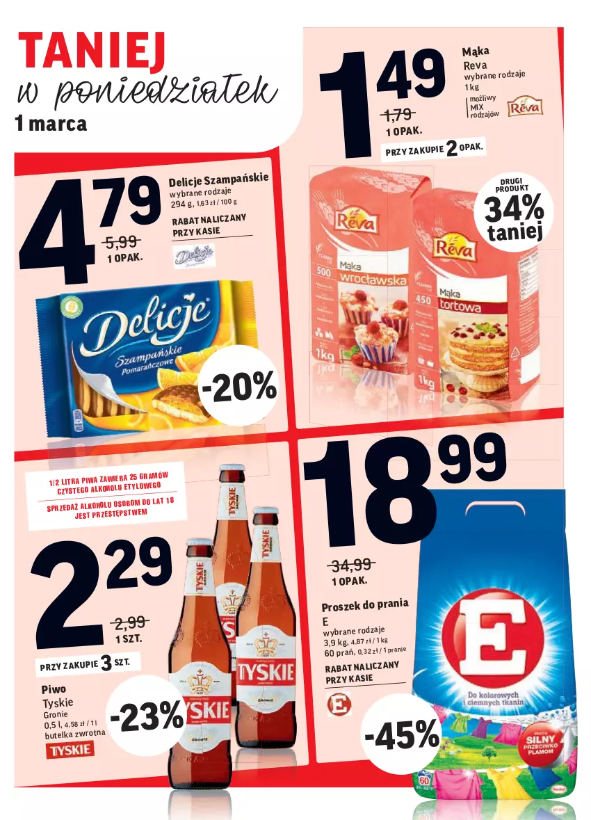 Gazetka promocyjna Intermarche - Okazje tygodnia - ważna 23.02 do 01.03.2021 - strona 38 - produkty: Delicje, Mąka, Piwo, Proszek do prania, Tyskie