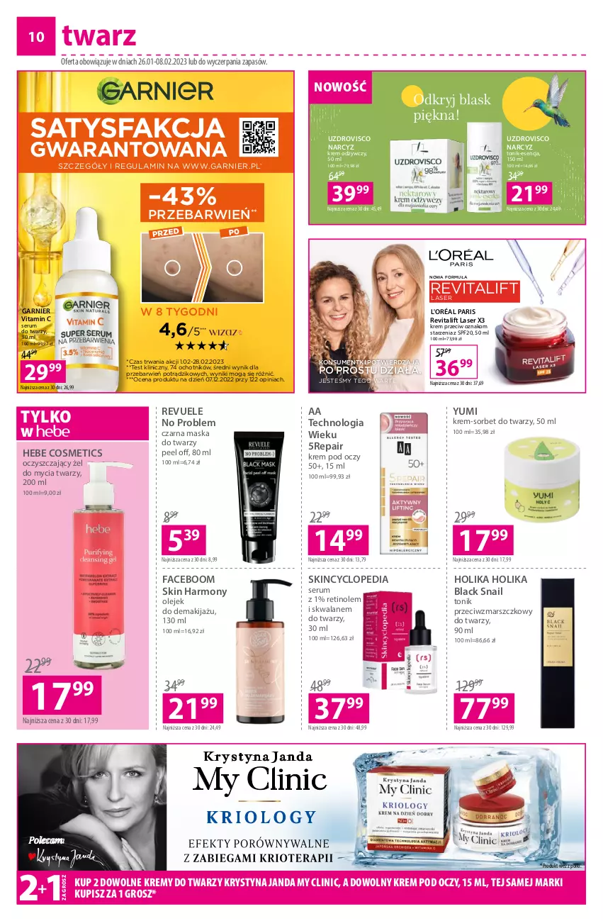 Gazetka promocyjna Hebe - Gazetka - ważna 26.01 do 08.02.2023 - strona 10 - produkty: Clin, Fa, Garnier, Hebe Cosmetics, Holika Holika, Krem odżywczy, Krem pod oczy, Lack, Makijaż, Mars, Maska, Maska do twarzy, Narcyz, Olej, Olejek do demakijażu, Revuele, Rum, Ser, Serum, Serum do twarzy, Tonik