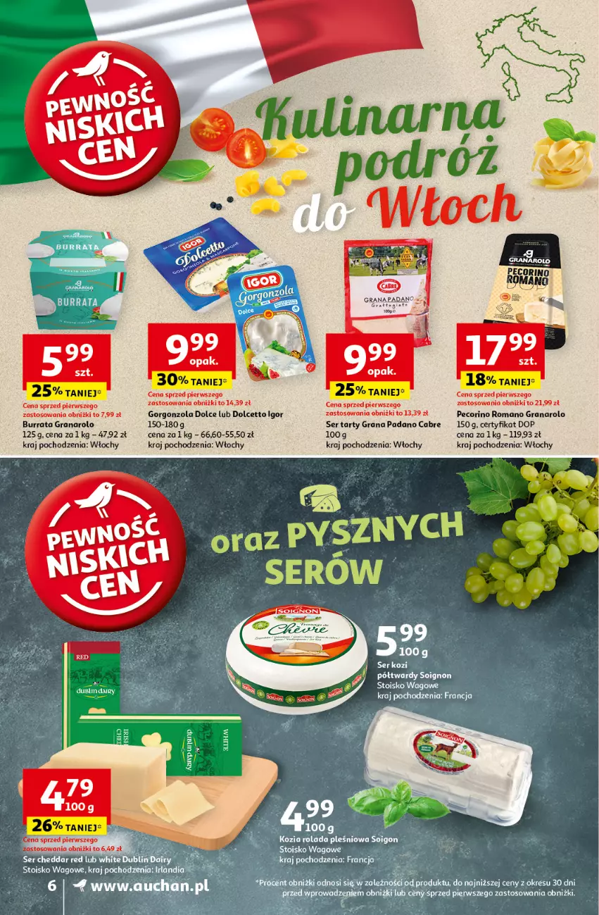 Gazetka promocyjna Auchan - Gazetka Pewność Niskich Cen Supermarket Auchan - ważna 10.10 do 16.10.2024 - strona 8 - produkty: Burrata, Gorgonzola, Gra, Pecorino, Rolada, Ser