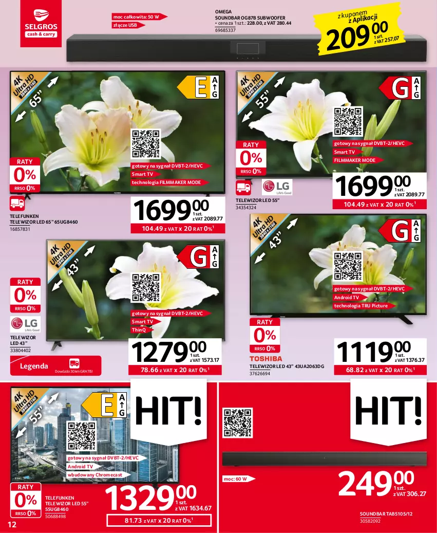 Gazetka promocyjna Selgros - Oferta przemysłowa - ważna 20.04 do 02.05.2023 - strona 12 - produkty: Android TV, Gra, Smart tv, Soundbar, Subwoofer, Telewizor