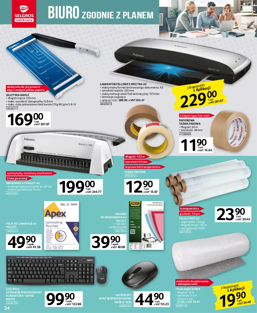 Gazetka promocyjna Selgros - Oferta przemysłowa - ważna 20.04 do 02.05.2023 - strona 34 - produkty: Biuro, K2, Klawiatura, Klej, Logitech, Mobil, Mysz, Mysz bezprzewodowa, Papier, Piec, Sok, Taśma pakowa, Tran, Waga