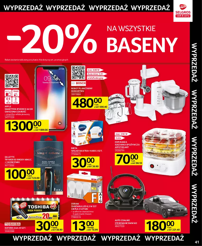 Gazetka promocyjna Selgros - Oferta przemysłowa - ważna 20.04 do 02.05.2023 - strona 41 - produkty: Brit, Brita, Fa, Gillette, IPhone X, Robot, Robot planetarny, Smartfon, Suszarka