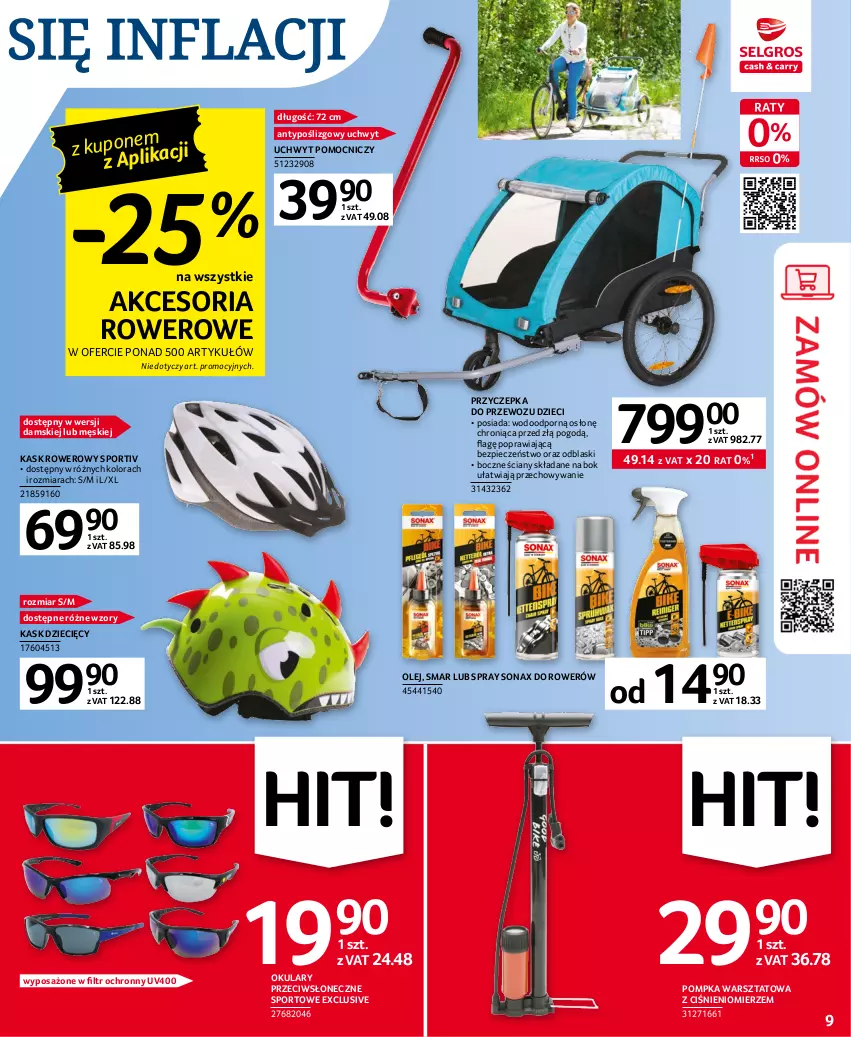 Gazetka promocyjna Selgros - Oferta przemysłowa - ważna 20.04 do 02.05.2023 - strona 9 - produkty: Ciśnieniomierz, Dzieci, Kask, Olej, Piec, Pompka, Por, Rower, Sonax, Sport