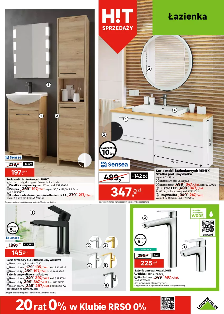 Gazetka promocyjna Leroy Merlin - Gazetka Leroy Merlin - ważna 16.07 do 05.08.2025 - strona 23 - produkty: Bateria, Bateria umywalkowa, Glazura, Gra, Lazur, Listwa, Lustro, Lustro LED, Ser, Słupek, Szafka, Szafka pod umywalkę, Umywalka