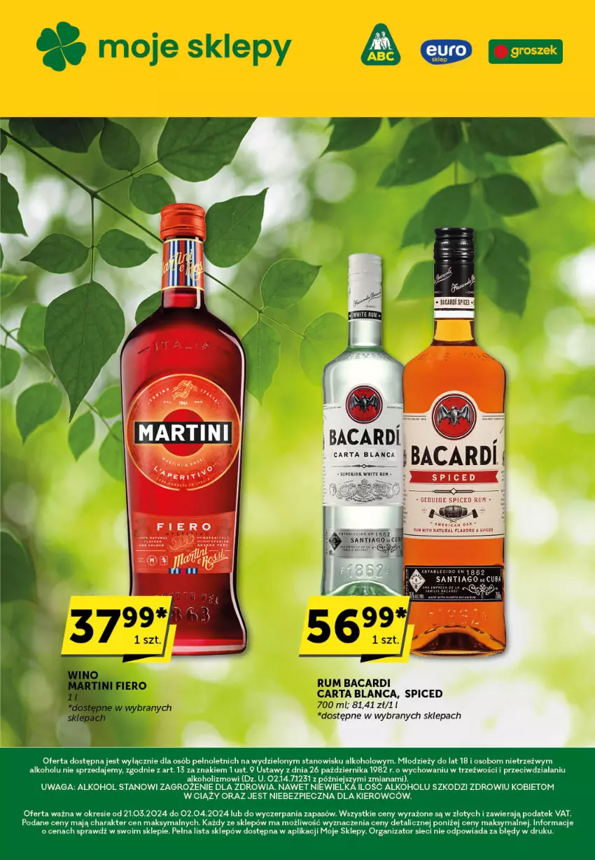 Gazetka promocyjna ABC - ważna 21.03 do 02.04.2024 - strona 1 - produkty: Bacardi, Martini, Piec, Waga