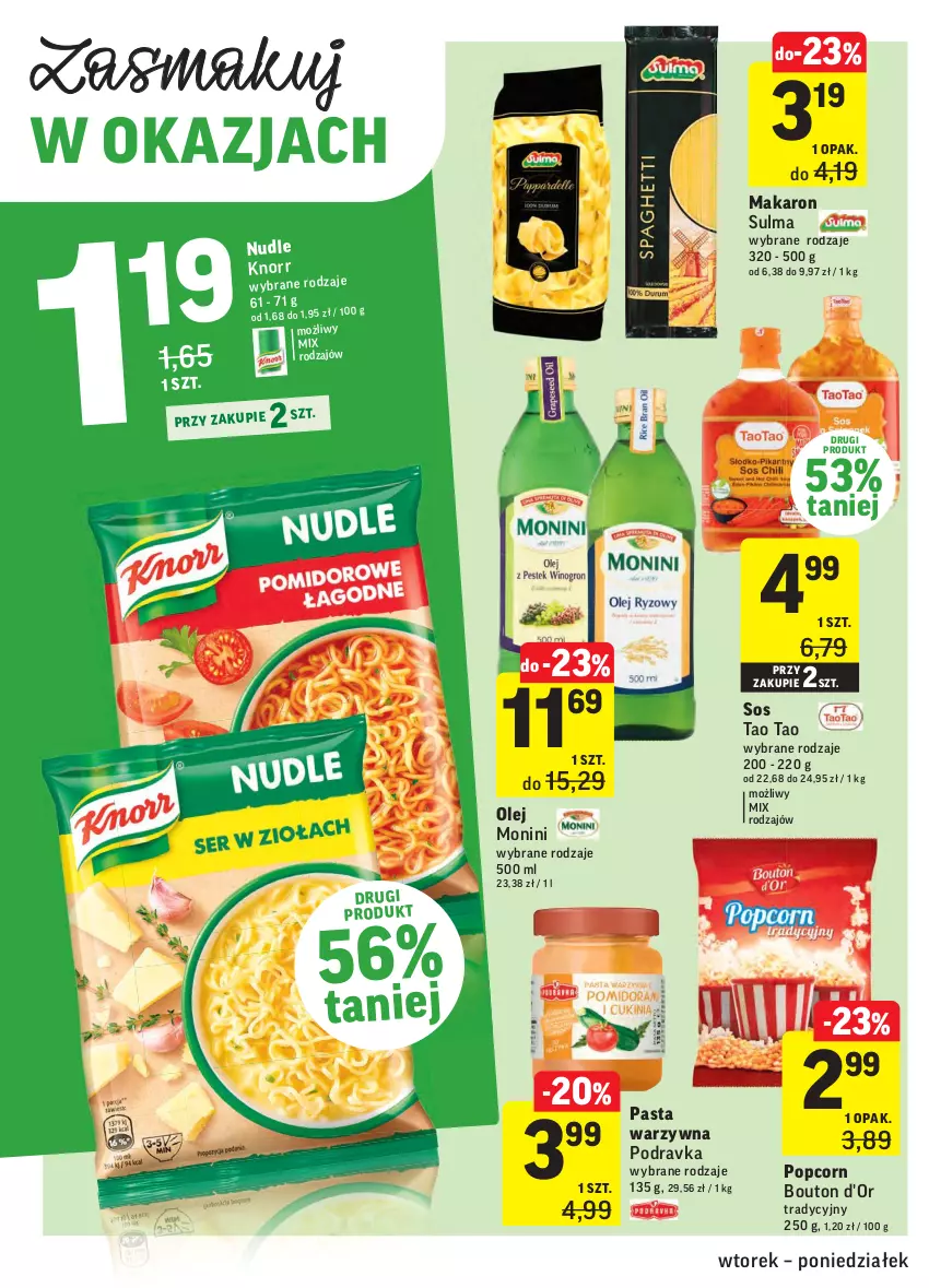 Gazetka promocyjna Intermarche - ważna 03.08 do 09.08.2021 - strona 22 - produkty: Makaron, Monini, Olej, Pasta warzywna, Podravka, Popcorn, Sos