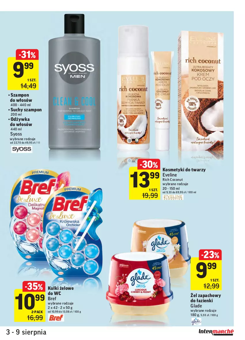 Gazetka promocyjna Intermarche - ważna 03.08 do 09.08.2021 - strona 33 - produkty: Bref, Eveline, Odżywka, Suchy szampon, Syoss, Szampon