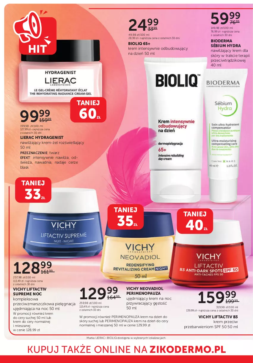 Gazetka promocyjna Ziko - Gazetka Ziko Dermo - ważna 27.06 do 10.07.2024 - strona 4 - produkty: Bioderma, Krem na dzień, Krem na noc, Lierac, Mars, Tera, Vichy