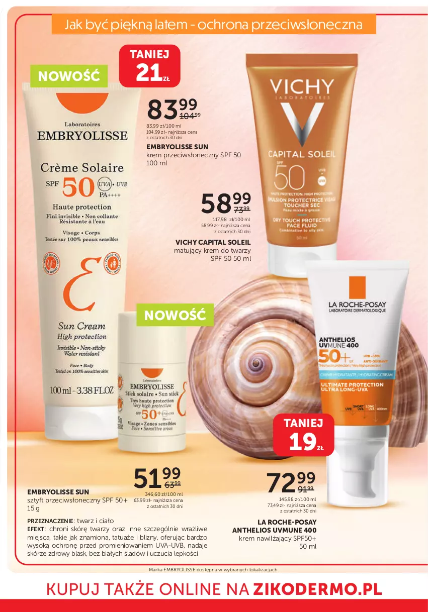 Gazetka promocyjna Ziko - Gazetka Ziko Dermo - ważna 27.06 do 10.07.2024 - strona 8 - produkty: Embryolisse, Helio, Krem do twarzy, Krem nawilżający, La Roche-Posay, Sok, Vichy