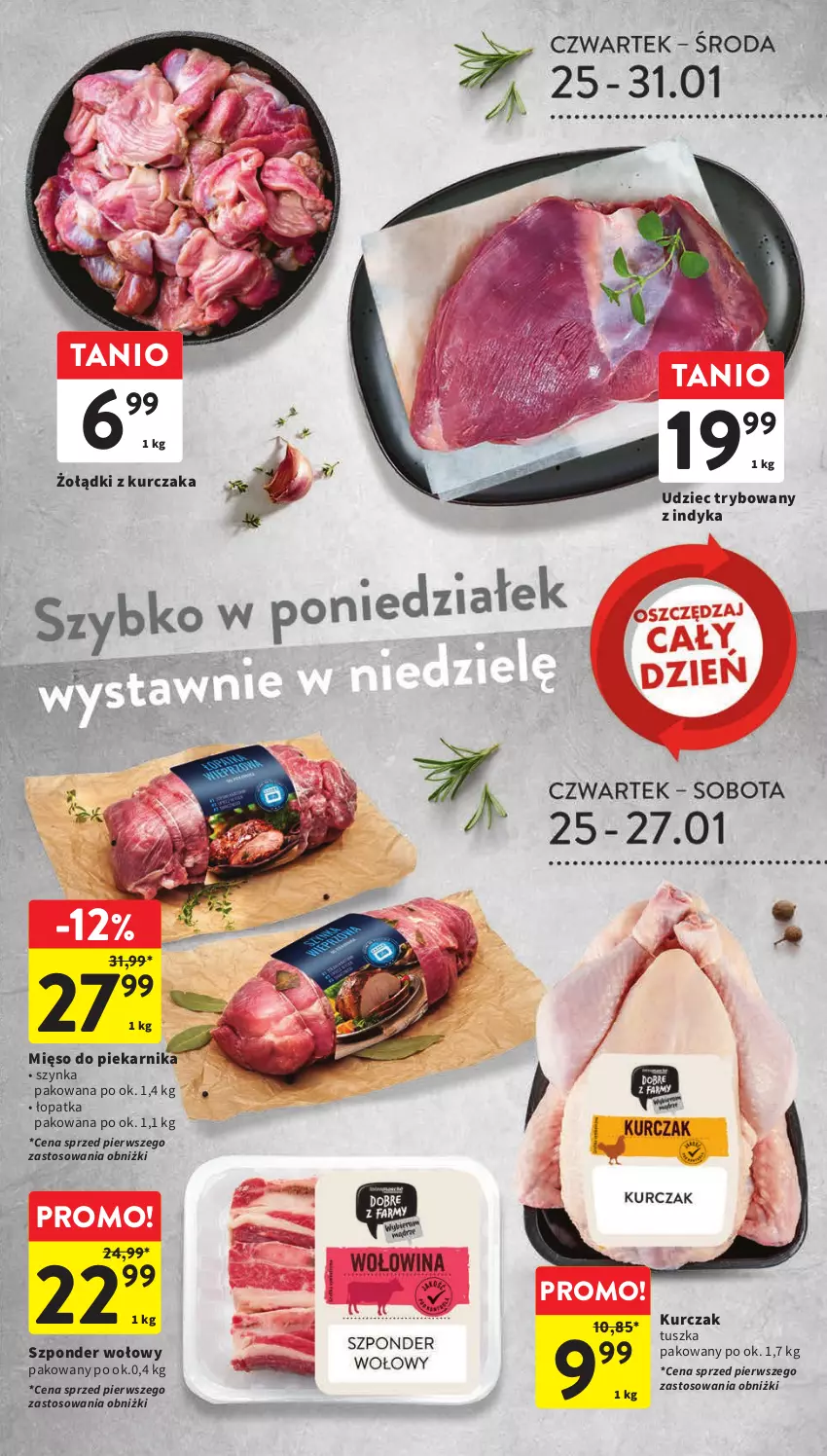 Gazetka promocyjna Intermarche - Gazetka Intermarche - ważna 25.01 do 31.01.2024 - strona 15 - produkty: Kurczak, Mięso, Piekarnik, Szponder wołowy, Szynka, Tusz